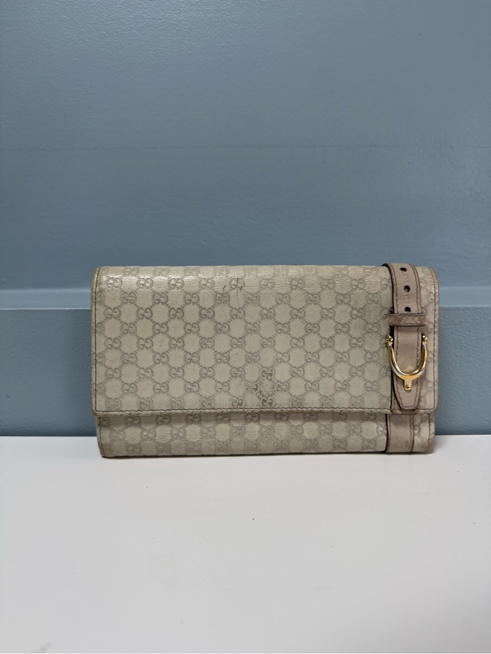 Gucci Monogram Beige Wallet with Belt